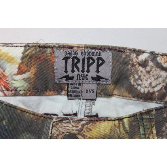 Vtg Y2K Tripp NYC Jungle Forest Animals All Over Print Jeans  Size 27/5 - Picture 3 of 6